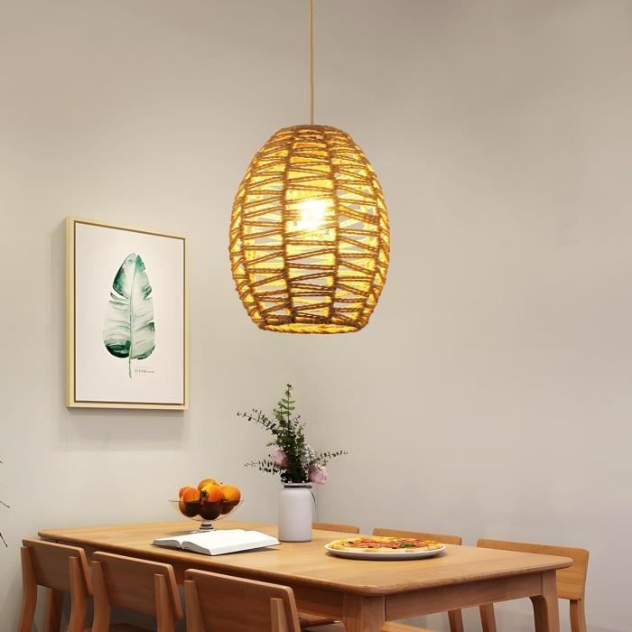 Suspension Lustre Vintage Rotin Riserva – E27, Style Rétro Industriel, Neuf