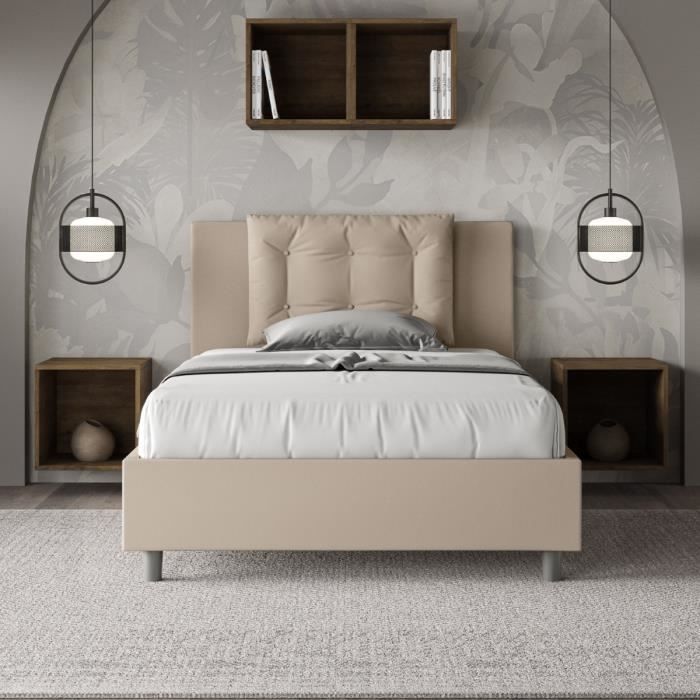 Lit coffre - Annalisa - 120x200 - Rembourré - Sommier relevable - Gris Lit coffre - Annalisa - 120x200 - Rembourré - Sommier relevable - Gris