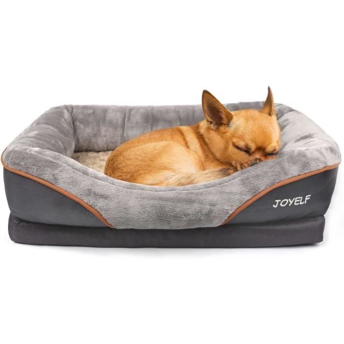 Lit pour Chien Orthopédique - JOYELF - Mousse à Mémoire - Housse Lavable - Jouet Inclus - Petit