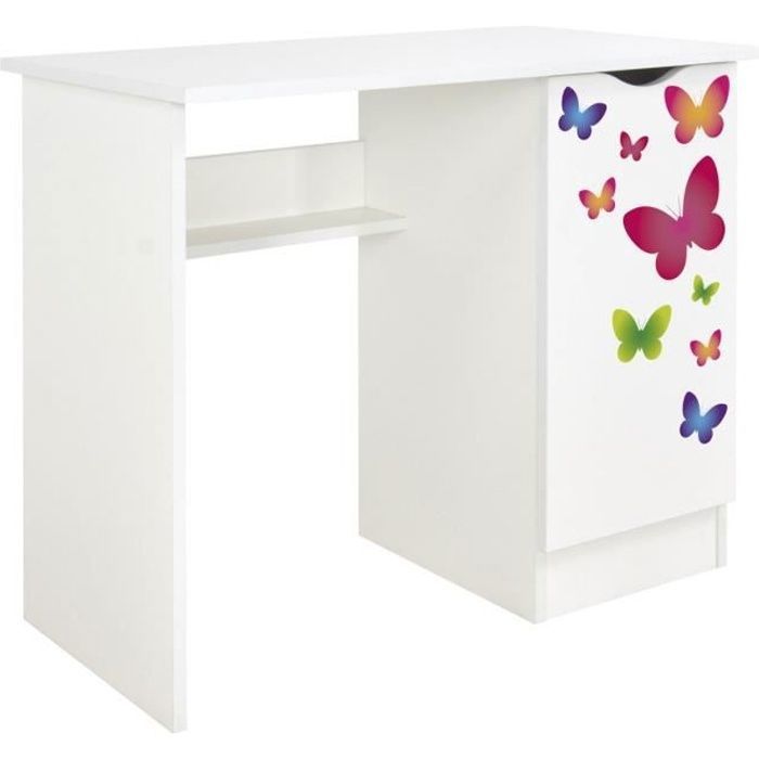 Bureau blanc avec étagère 246239M Roma /motif Papillons Bureau blanc avec étagère 246239M Roma /motif Papillons