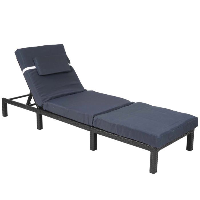 chaise longue premium epaisseur 10 rela par bain de soleil en polyrotin anthracite coussin gris