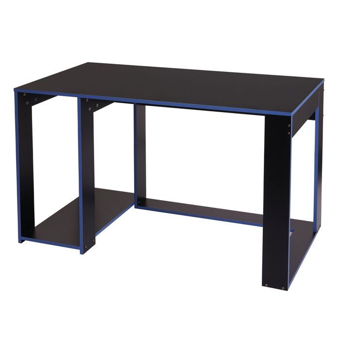 bureau table de bureau pour ordinateur 120 par 60 par 76 en mdf noir et bleu