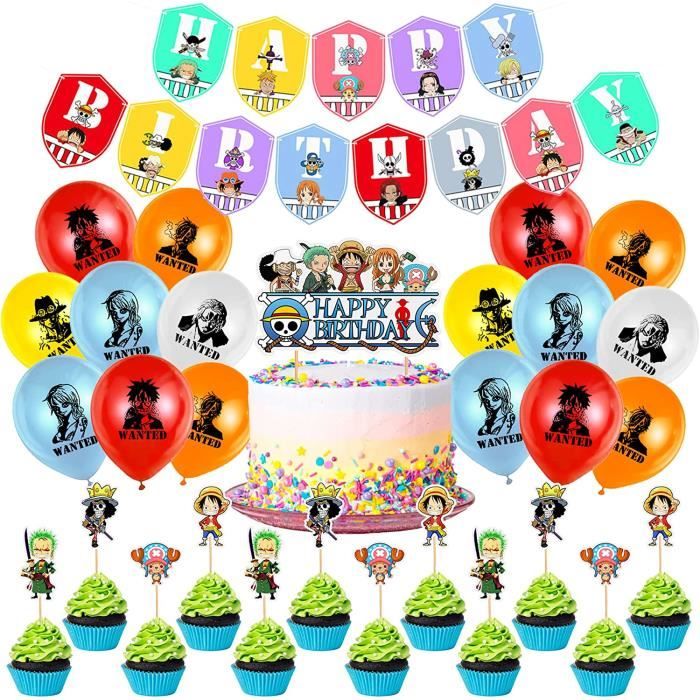 Décoration Anniversaire One Piece 34 pcsAnniversaire Ballon One  PieceCupcake Topper One PieceGâteau DécorationBannière de Joy [499] -  Cdiscount Maison