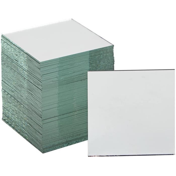Lot De 50 Mini Miroirs Autocollants Carrés - 2,5x2,5 Cm, Acrylique - Pour Déco Murale, Bricolage, Salle De Bain, Artisanat