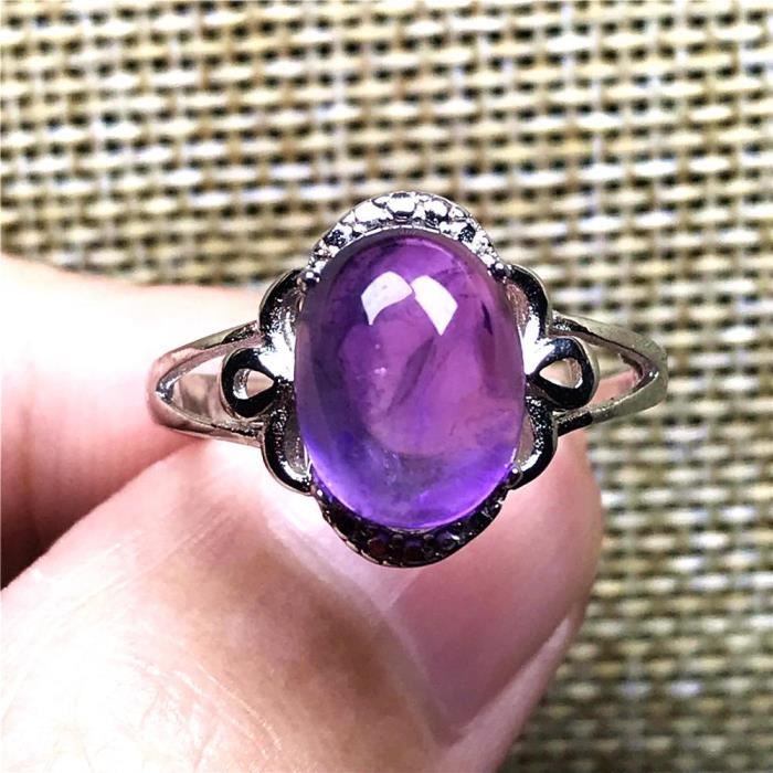 Bague en cristal am thyste violet naturel 10x8mm bijoux pour
