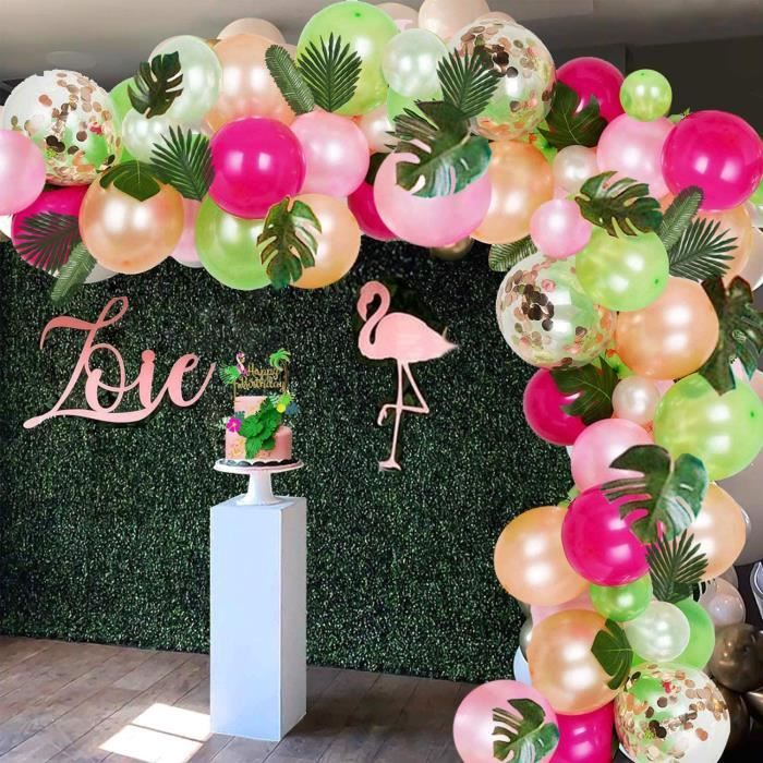 Lot de 12 ballons hawaïens géants en aluminium, thème hawaïen, ananas cactus rose, décorations de fête pour été, plage, anniversaire