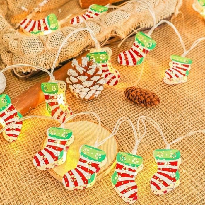 Chaussettes De Noël Avec Lumières LED, Design Éléments De Noël