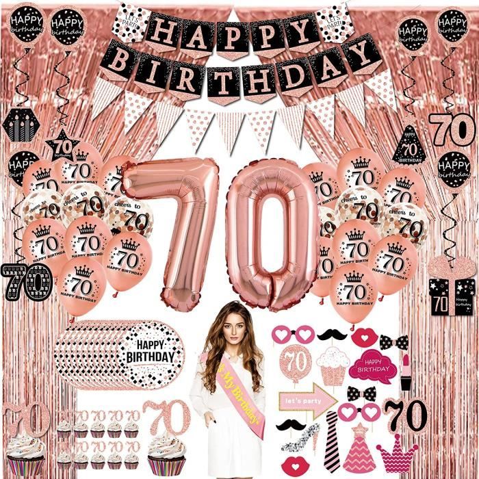 70 Ans Femme Decoration Fete Anniversaire 76 Pack Bannieres Rosefanionsguirlandesballonsrideaux Cupcake Accessoires Photo 385 Cdiscount Maison