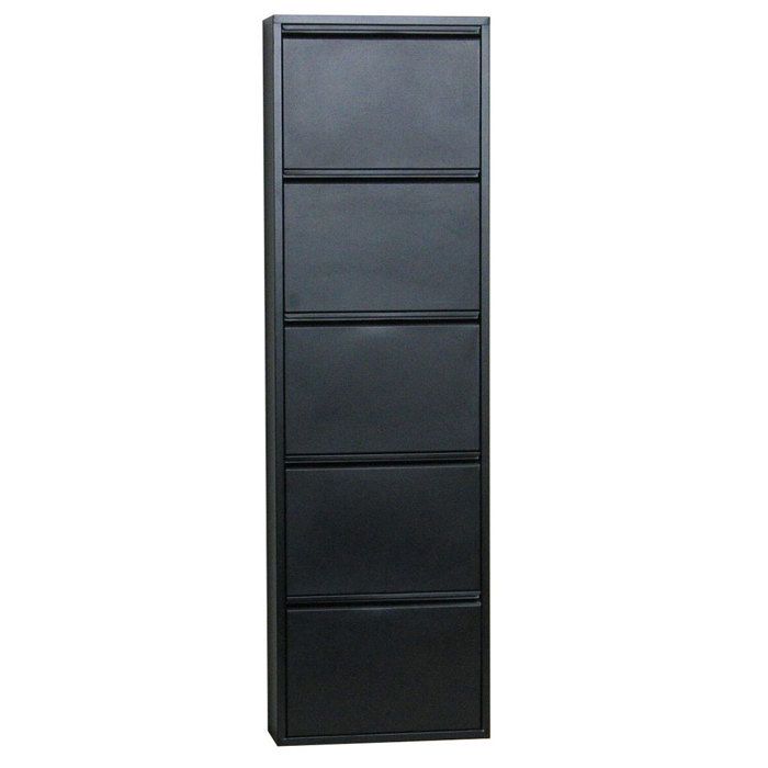Pisa Armoire à chaussures à 5 rabats/portes en métal noir. Livré entièrement monté. Pisa Armoire à chaussures à 5 rabats/portes en métal noir. Livré entièrement monté.