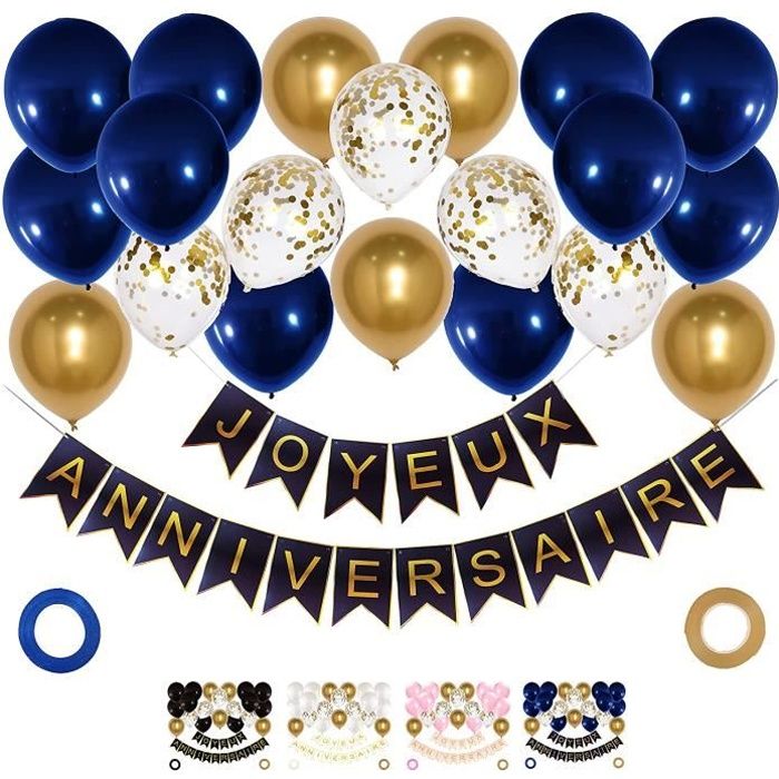 Set Decoration Banniere Joyeux Anniversaire Bleu Et Or En Francais Kit Complet Avec Rubans Et Ballons Assortis Dores Et A Confet Cdiscount Maison Set Decoration Banniere Joyeux Anniversaire Bleu Et Or En Francais Kit Complet Avec Rubans Et Ballons Assortis Dores Et A Confet Cdiscount Maison