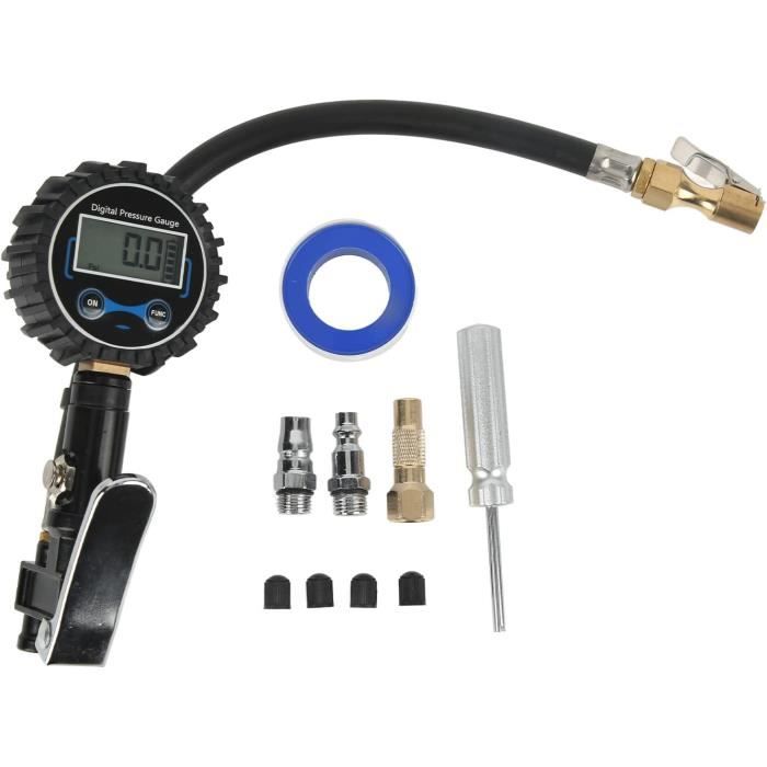 Manomètre Pression Pneu Numérique 200 PSI - Gonfleur Pneu Avec Écran LCD Et 4 Unités