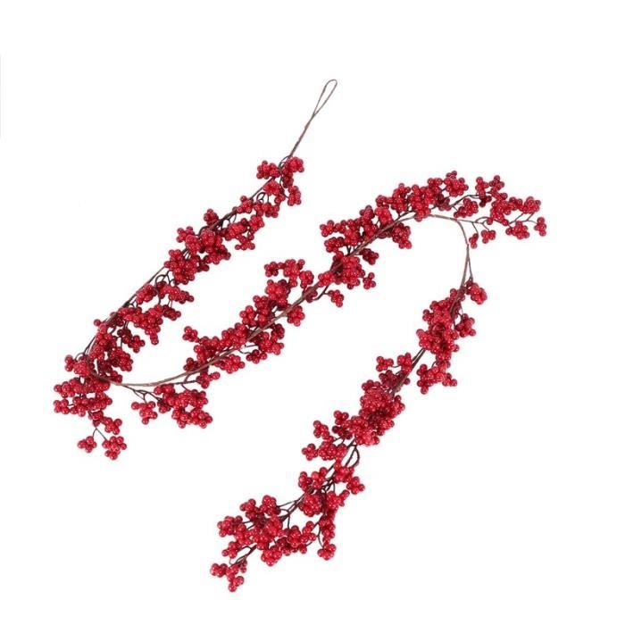 Decoration Florale Guirlande Artificielle De Baies Rouges De Noel 5 9 Pieds Guirlande De Noel Rouge Bordeaux Pour Type Red D Cdiscount Maison