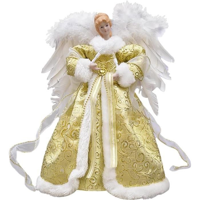 Gisela Graham - Cimier De Sapin De Noël - Ange Doré 23 Cm En Résine Et Tissu