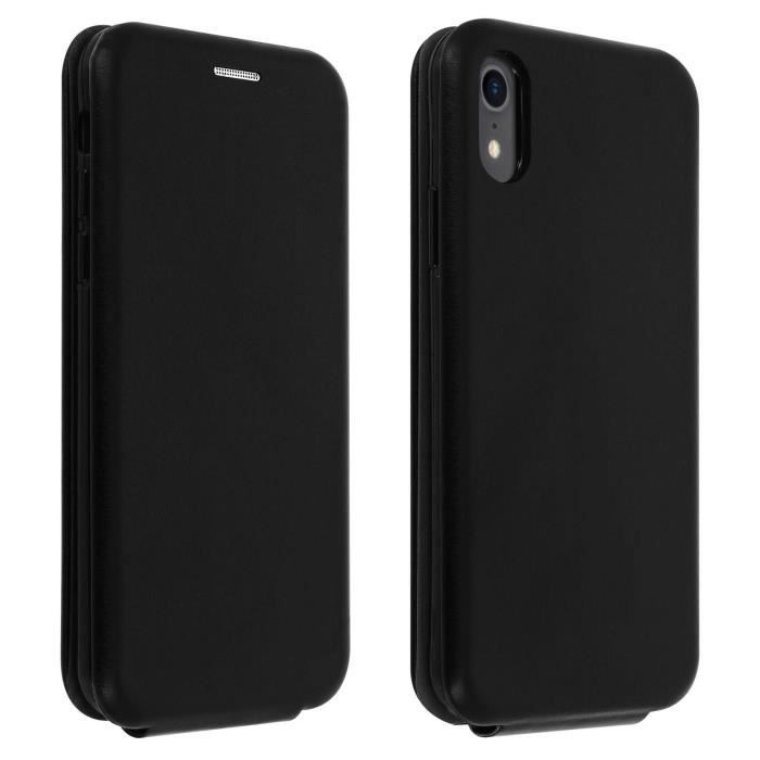 Coque Portefeuille IPhone XR En Simili Cuir PU - Motif Papillon Marron - Avec Fentes Cartes