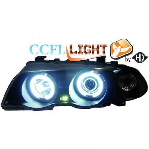 phares design angel eyes, CCFL Cool Lights, noir, H1/H1, avec... 98-01 pour: BMW serie 3 (E46) Lim./Touring 98-01