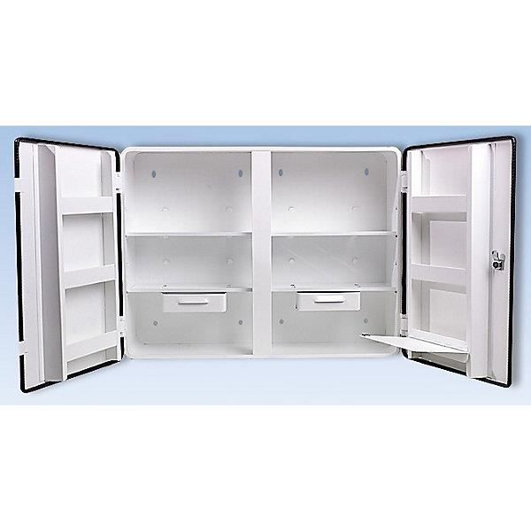 armoire à pharmacie conforme à la norme din 13169 - à 2 portes, blanc, h x l x p 462 x 604 x 170 mm sans contenu - armoire de