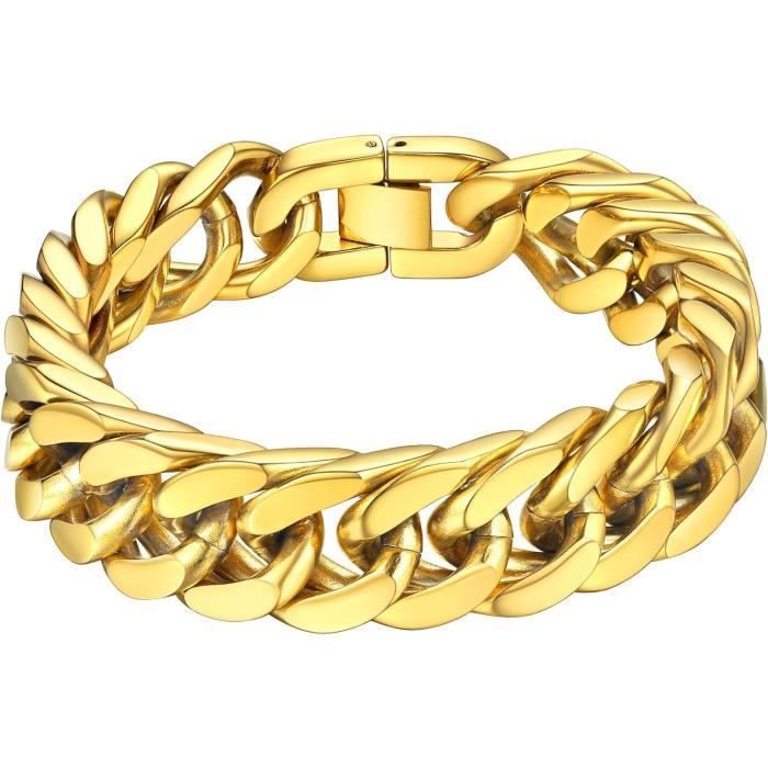 Bracelet Homme Acier Inoxydable Et Cuir Noir - Fermoir Magnétique, Longueur 19/21/23 Cm, Classique