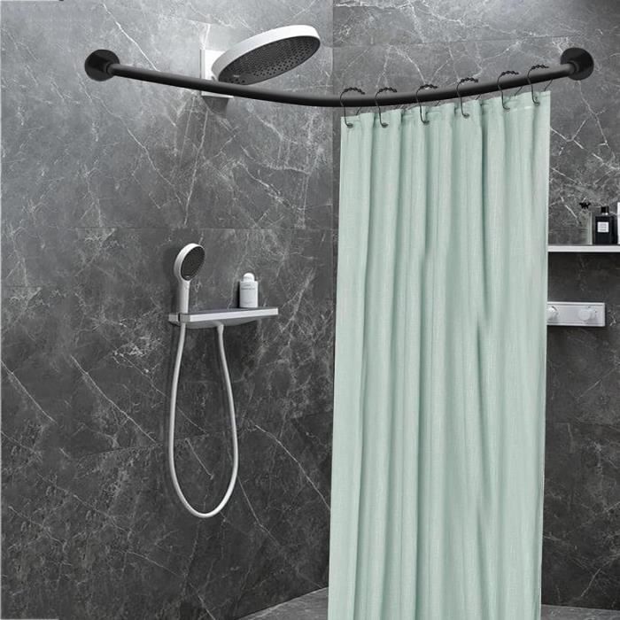 Tringle De Douche D'angle En L 70x70 Cm - Acier Inox, Sans Perçage Ou Perçage, Pour Baignoire Ou Cabine