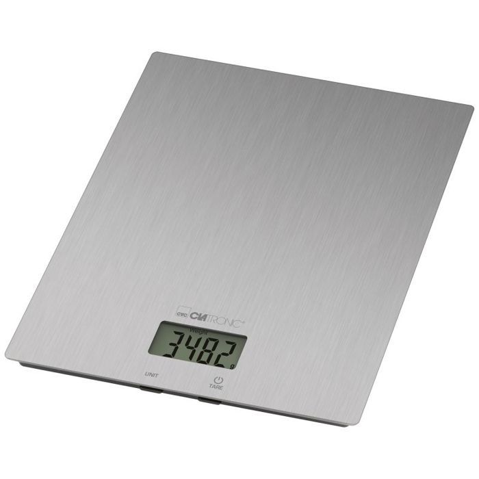 Balance de cuisine - CLATRONIC - KW3821-Inox - Surface inox - 5 000 g / 1 g - Écran LCD