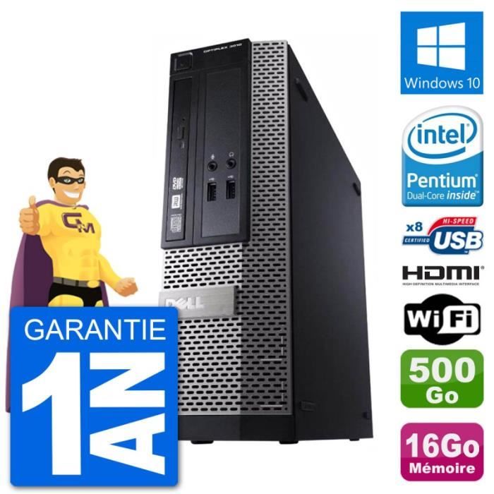 PC Tour Dell 7020 Intel Pentium G3220 RAM 16Go Disque Dur 500Go Windows 10 Wifi