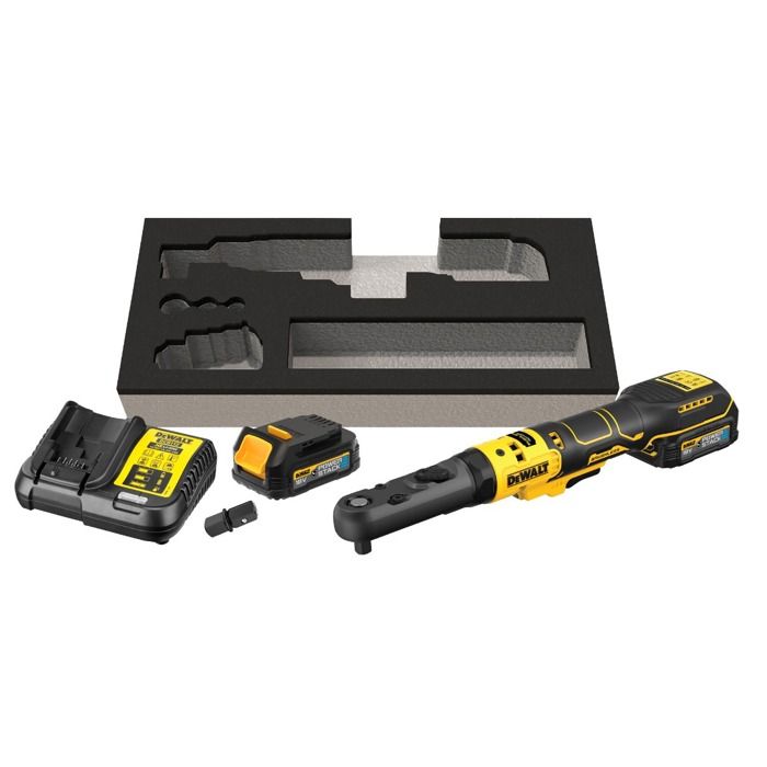 Clé à cliquet DEWALT XR 18V Brushless Batteries 2 x 1.7 Ah Têtes interchangeables 14' 38' et porte embout hexagonal 14' DCF510E2G QW - vue 2