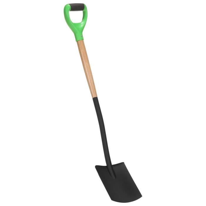 Bêche à creuser de jardin avec poignée en D Acier et bois dur ...