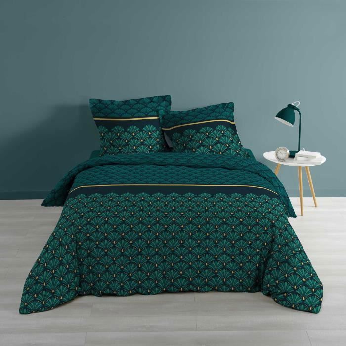 DOUCEUR D INTERIEUR Parure de lit Artchic vert 260x240 cm