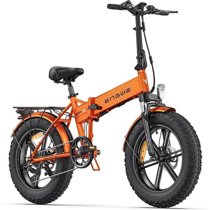 VTC electrique pliant adulte ENGWE EP-2 Pro Autonomie 120km fat bike 20 pouces pneu avec amortisseur avant Batterie 48V13AH Orange