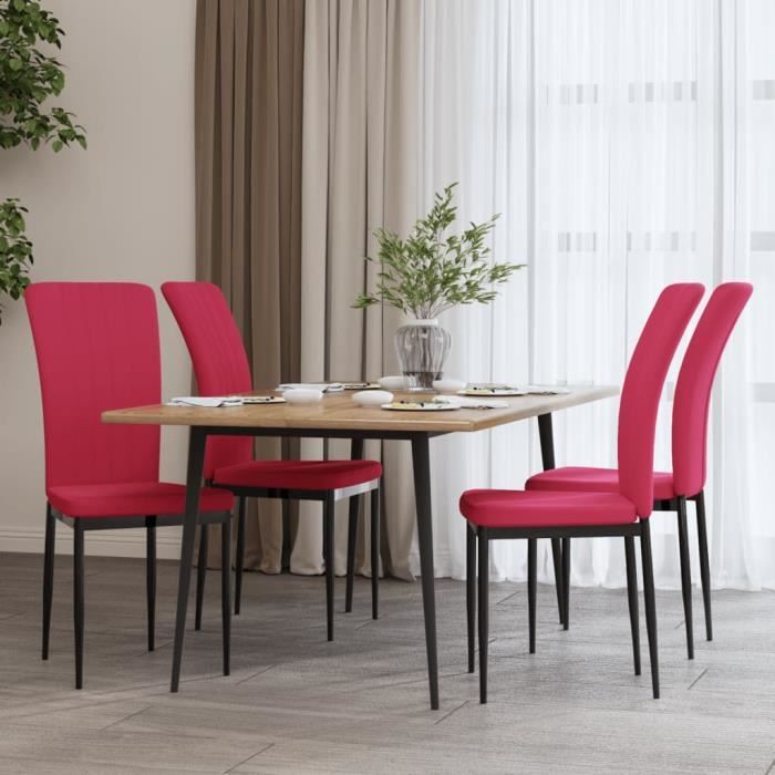 YAP Chaises de salle à manger 4 pcs Rouge bordeaux Velours 112255