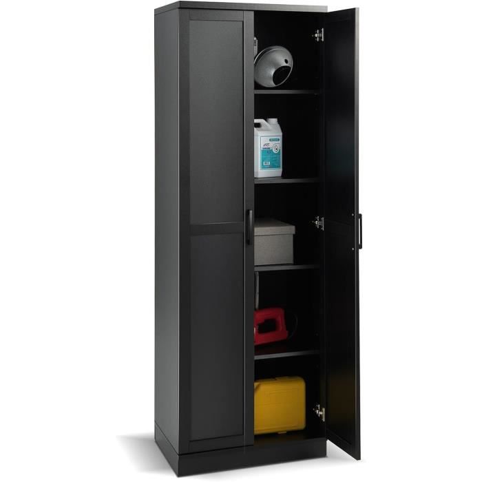 GIANTEX Meuble de Rangement Armoire Haute avec 5 Étages+Portes 2 Étagères Réglables Colonne Salle de Bain-Buffet 59x43 5x178