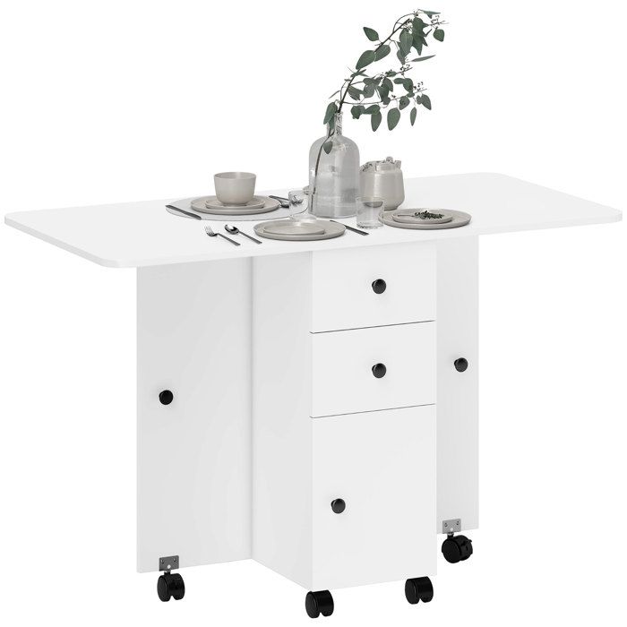 HOMCOM - Table de cuisine pliable - Panneau de particules - 120x60x765cm - Blanc