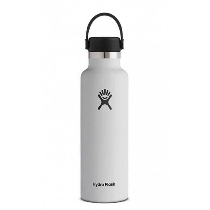 Hydro Flask gourde isotherme 21 oz blanc/noir - bouchon Flex Cap acier inox 18/8 TempShield