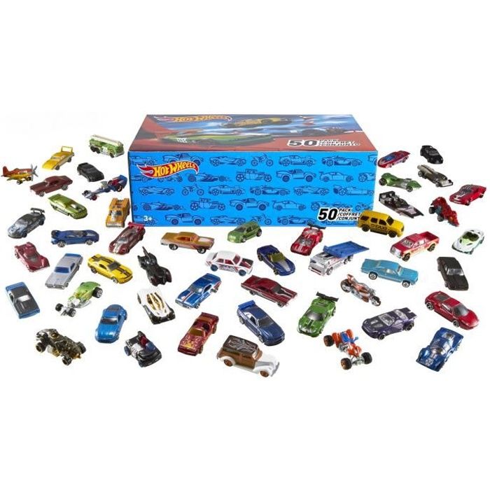 Coffret de 50 voitures Hot Wheels - Modèles de sport, de course et cabriolets pour enfants et collectionneurs