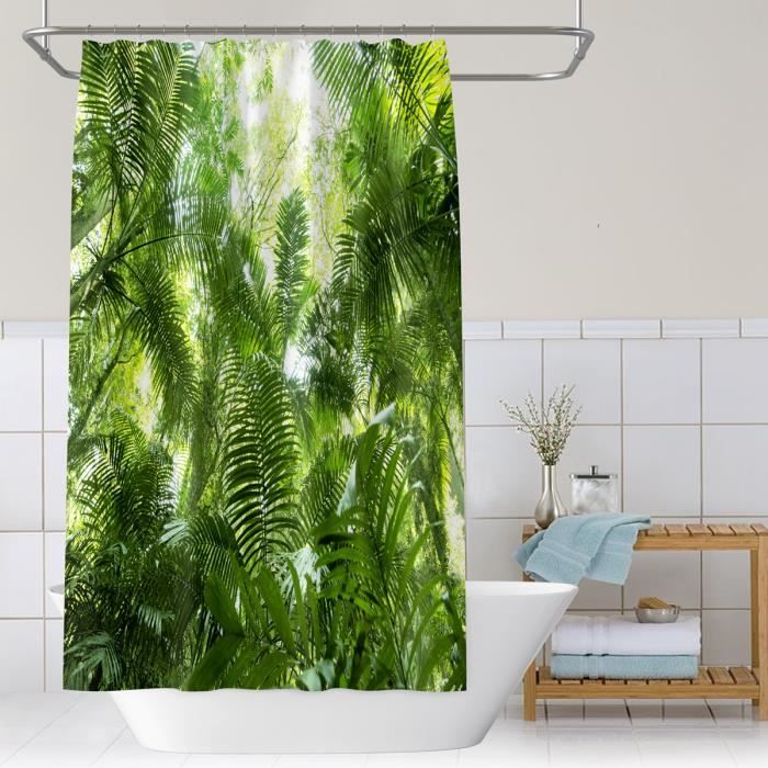 Rideau De Douche Sanilo 180x200cm - Imperméable, Anti-moisissures - 12 Anneaux Inclus - Design Silhouette - Polyester