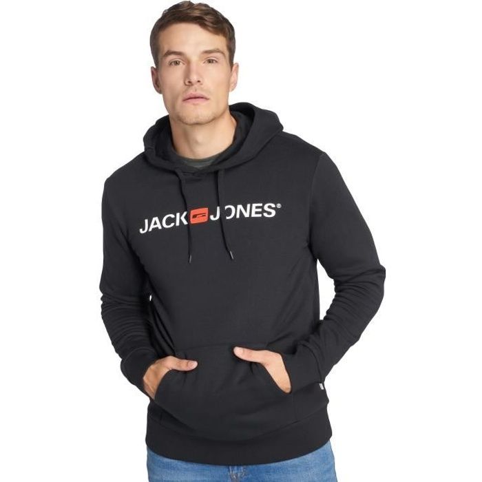 Sweat à capuche Noir Homme Jack & Jones Jortons pas cher 