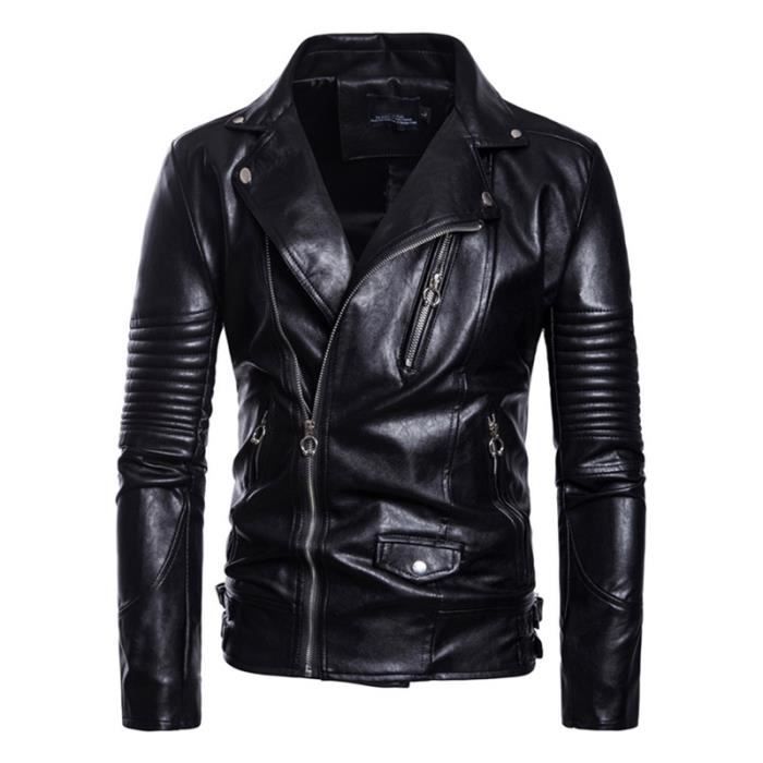 Veste En Cuir Vintage Tschul Pour Homme – Taille M, Noir Classique, Style Rétro Années 80