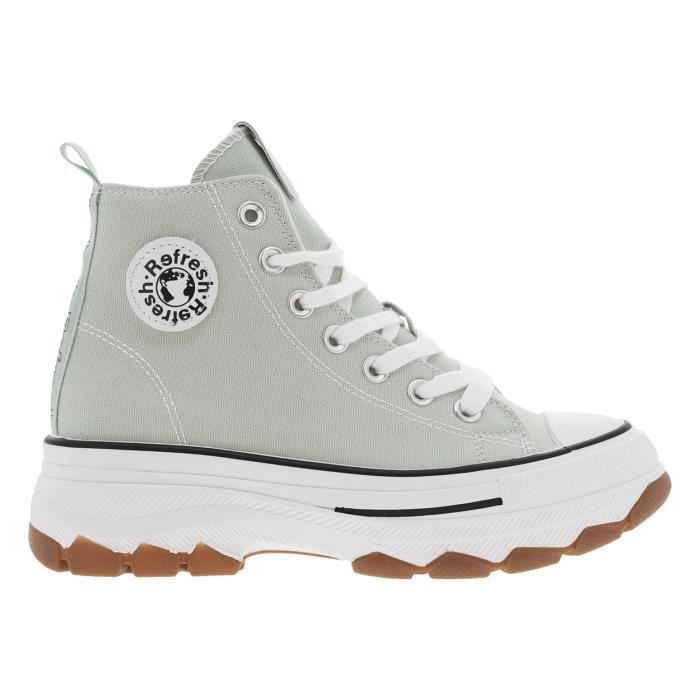Baskets montantes plateforme - REFRESH - Vert - Femme - Lacets et zip latéral