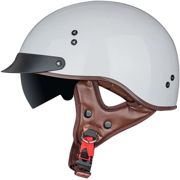 Casque Moto Vintage Demi-jet – Style Rétro – Certifié ECE/DOT – Taille M (55-57 Cm) – Rose – Visière Double Couche – Pour Homme Et Femme - 3