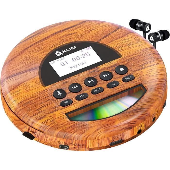 KLIM Nomad Wood - Nouveauté 2023 - Lecteur CD Portable - Batterie