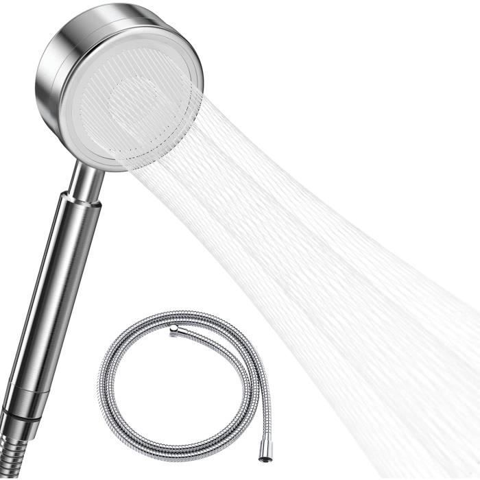 Pommeau de douche haute pression réglable à 6 modes, pomme de douche à main  à économie d'eau avec arrêt à une touche, tuyau de 59 pouces, support de  pomme de douche, accessoires