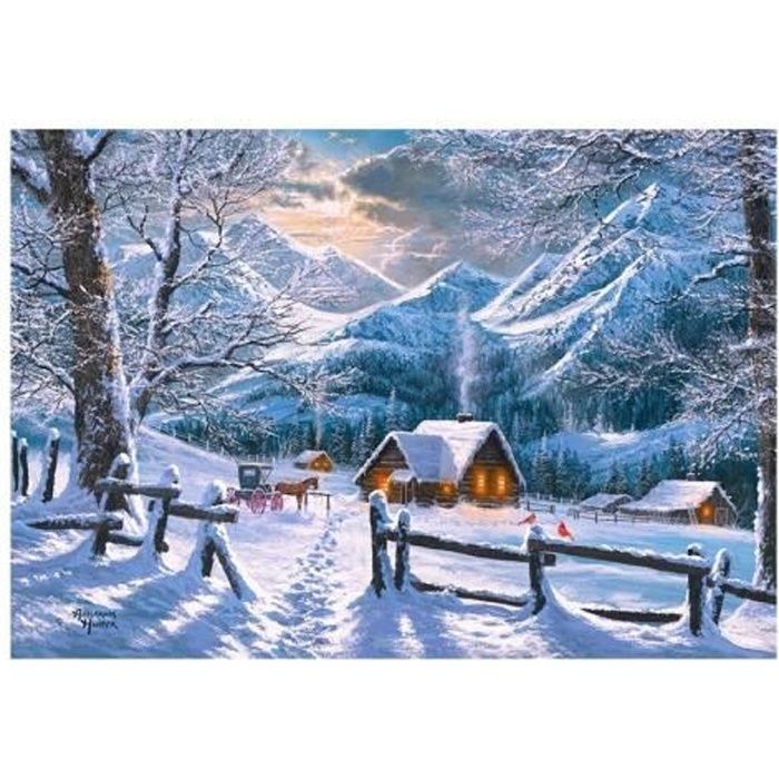 puzzle adulte - otto - chalets et montagnes enneigees - 1500 pièces - collection paysage d hivers