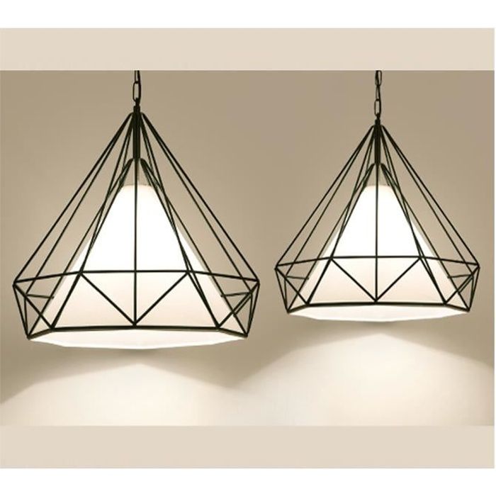 1 PCS Suspension lustre luminaire forme de diamant Noir