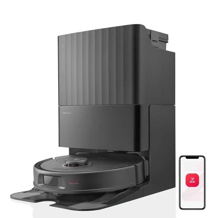 Roborock Qrevo pro Aspirateur Robot 7 000Pa avec Brosses Latérales FlexiArm avec Automatique Station Retravail Intelligent