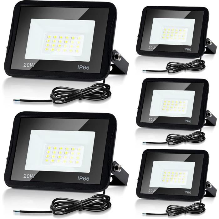 Projecteur LED Extérieur 12V 20W IP65 - 2000 Lumens, Lumière Froide 6000K, étanche Pour Jardin, Cour, Garage