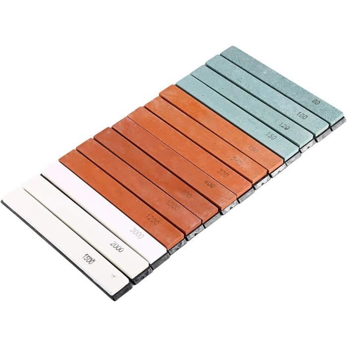 Set De 4 Pierres à Aiguiser Diamant - Grains 400/600/1000/1200 - Pour Couteaux, Ciseaux - Base Antidérapante