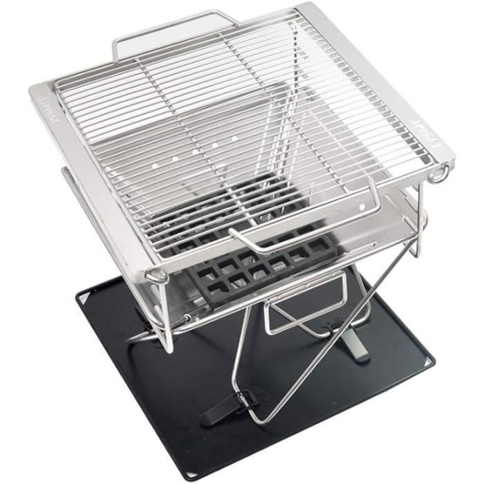 Barbecue à charbon pliable - 430 x 290 x 230 mm - Barbecue portable au charbon de bois pour pique-nique, voyage, jardin, fête de camping - 35 x 27 x 20 A