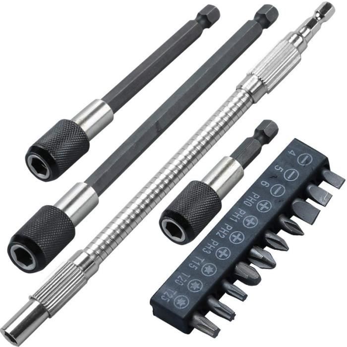 Porte-embout Tournevis 1/4" Avec Mousqueton - Lot De 6 Pièces, Léger, Changement Rapide