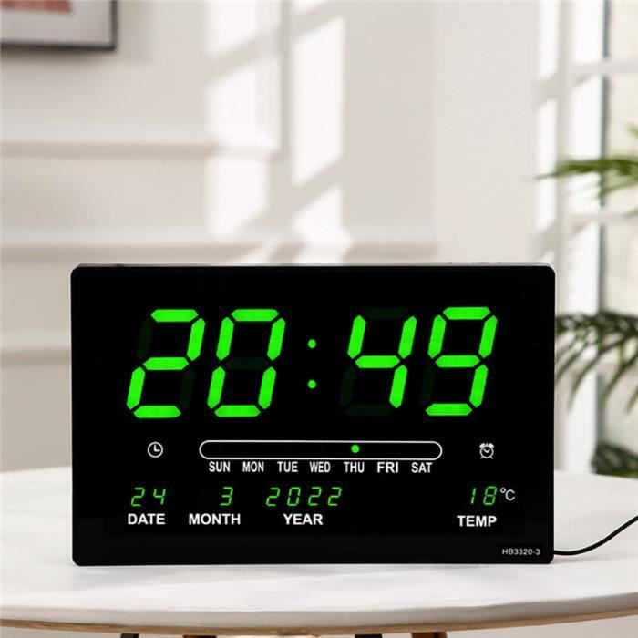 Horloge électronique à Calendrier Perpétuel à LED, Horloge Murale Numerique Alarme Carillon Horaire Tableau De Temperature C 85931535