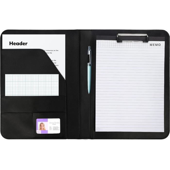 Kurtzy Porte Document Cuir Noir A4 - Conferencier A4 Organisateur de Bureau  - Padfolio A4 avec Pochette, Porte-Cartes, Bloc-Note260 - Cdiscount  Bagagerie - Maroquinerie