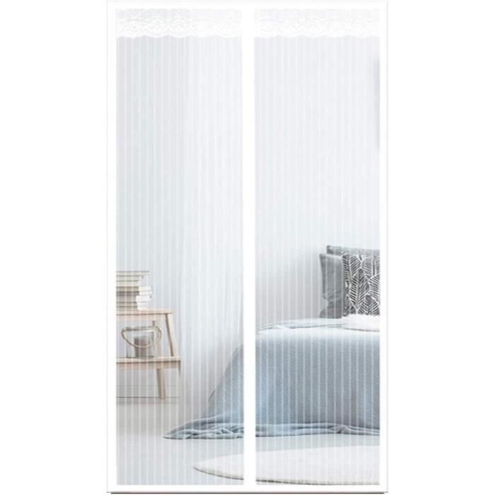 Moustiquaire Fenêtre Magnetique 180 X 90 Cm Facile à Installer Sans Percer Rideau Anti Mouche Porte Animaux AcceptéS Portes De Balcon Portes Coulissantes(Blanc